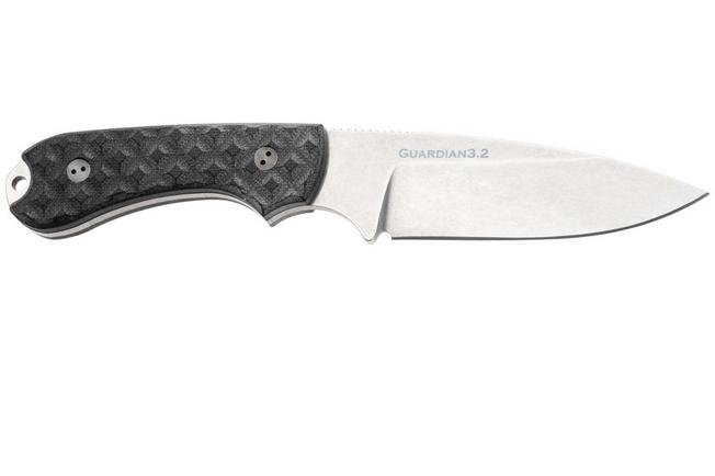 Bild für Bradford Knives Guardian 3, 32S-001-MC MagnaCut Sabre Stonewashed, Textured Black G10, feststehendes Messer