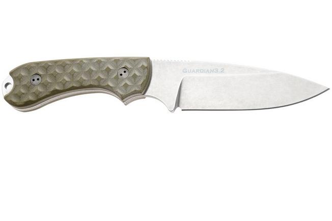 Obraz dla Nóż z głownią stałą Bradford Knives Guardian 3, 32S-002-MC MagnaCut Sabre, Stonewashed, Textured OD Green G10
