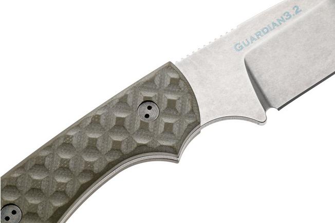 Obraz dla Nóż z głownią stałą Bradford Knives Guardian 3, 32S-002-MC MagnaCut Sabre, Stonewashed, Textured OD Green G10