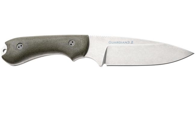 Bild für Bradford Knives Guardian 3, 32S-102-MC MagnaCut Sabre Stonewashed, 3D OD Green Micarta, feststehendes Messer