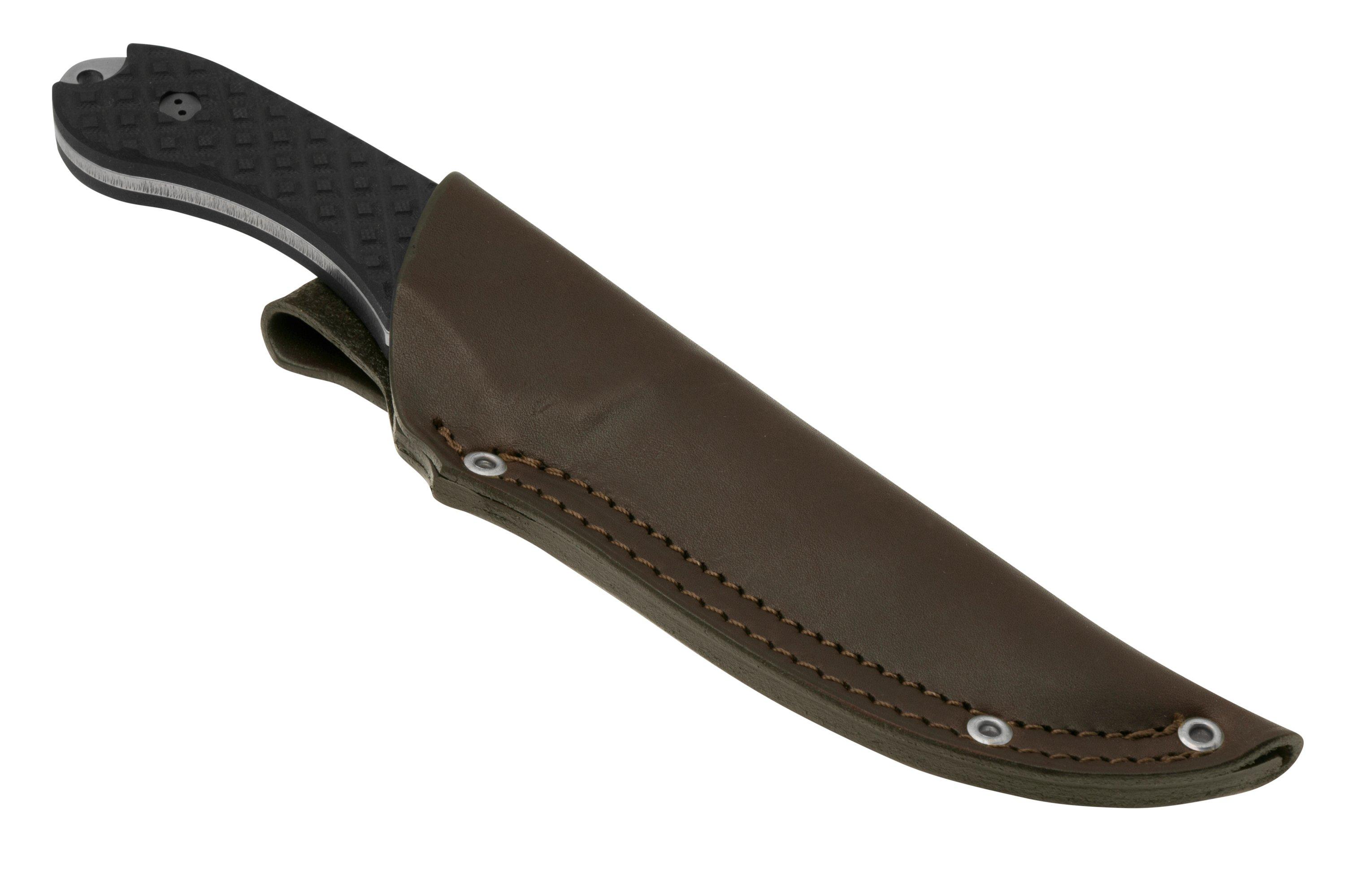 Fixed blade belt outlet knife