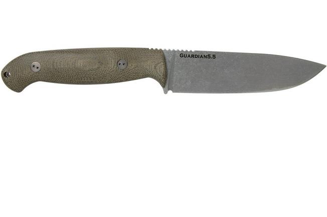 Image for Bradford Guardian 5.5FH, 3D OD Green Micarta Guardian 5.5 CPM 3V, Full Height Flat Grind Stonewashed 5.5FH-102-3V