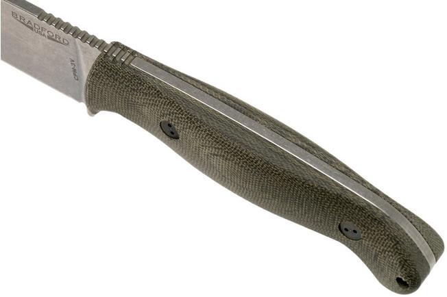 Image for Bradford Guardian 5.5FH, 3D OD Green Micarta Guardian 5.5 CPM 3V, Full Height Flat Grind Stonewashed 5.5FH-102-3V