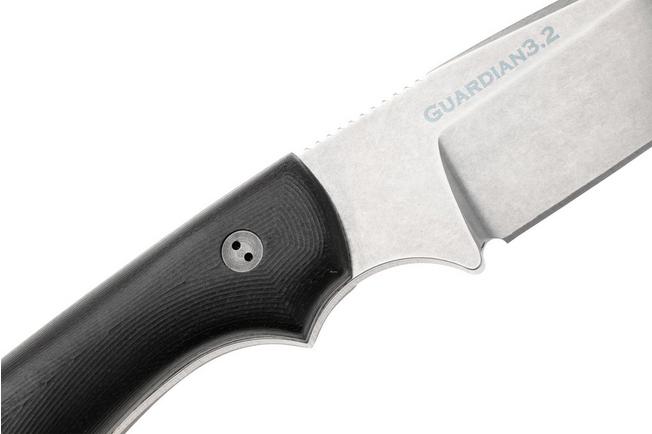 Afbeelding voor Bradford Knives Guardian 3.2 MagnaCut False Edge, Stonewashed Finish, Black Micarta, vaststaand mes