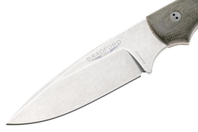 Afbeelding voor Bradford Knives Guardian 3.2 MagnaCut False Edge, Stonewashed Finish, OD Green Micarta, vaststaand mes