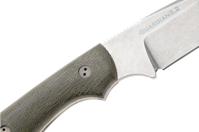 Afbeelding voor Bradford Knives Guardian 3.2 MagnaCut False Edge, Stonewashed Finish, OD Green Micarta, vaststaand mes