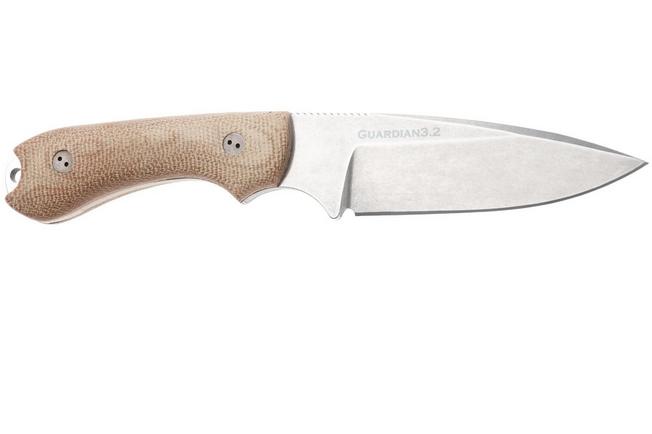 Afbeelding voor Bradford Knives Guardian 3.2 MagnaCut False Edge, Stonewashed Finish, Natural Micarta, vaststaand mes