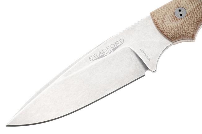 Afbeelding voor Bradford Knives Guardian 3.2 MagnaCut False Edge, Stonewashed Finish, Natural Micarta, vaststaand mes