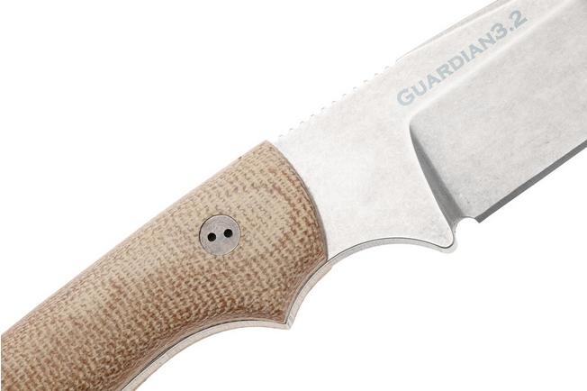 Afbeelding voor Bradford Knives Guardian 3.2 MagnaCut False Edge, Stonewashed Finish, Natural Micarta, vaststaand mes