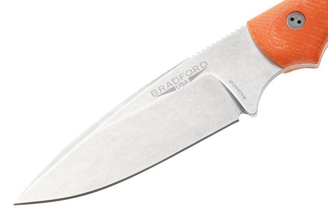Afbeelding voor Bradford Knives Guardian 3.2 MagnaCut False Edge, Stonewashed Finish, Orange G10, vaststaand mes