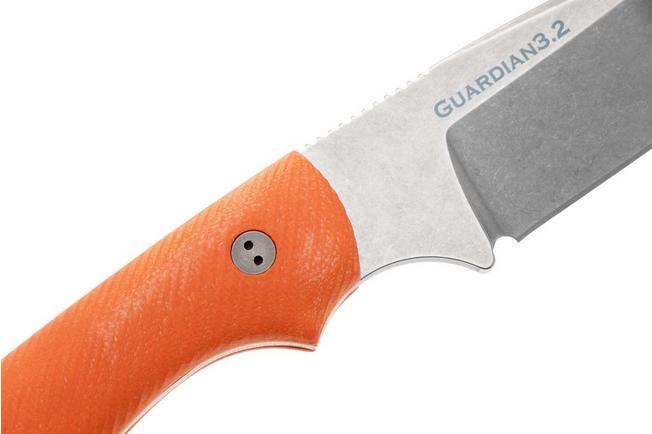 Afbeelding voor Bradford Knives Guardian 3.2 MagnaCut False Edge, Stonewashed Finish, Orange G10, vaststaand mes