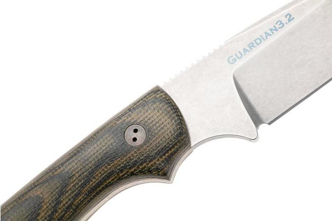 Afbeelding voor Bradford Knives Guardian 3.2 MagnaCut False Edge, Stonewashed Finish, Camo Micarta, vaststaand mes