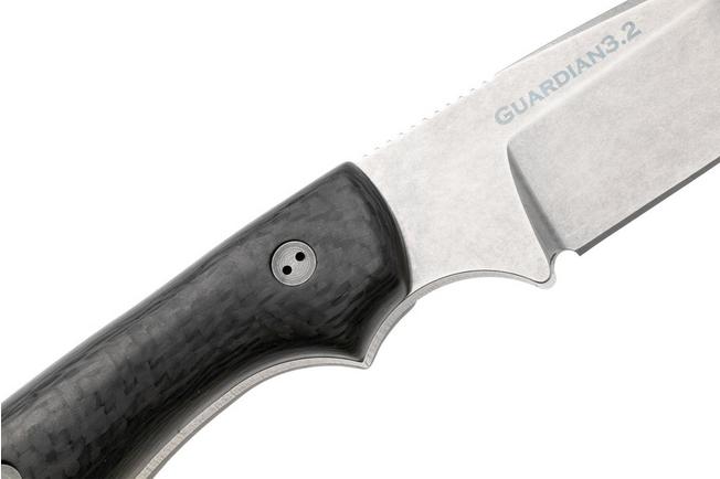 Afbeelding voor Bradford Knives Guardian 3.2 MagnaCut False Edge, Stonewashed Finish, Carbon Fiber, vaststaand mes