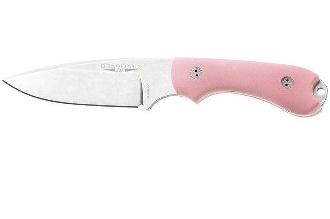 Afbeelding voor Bradford Knives Guardian 3.2 MagnaCut False Edge, Stonewashed Finish, Pink G10, vaststaand mes