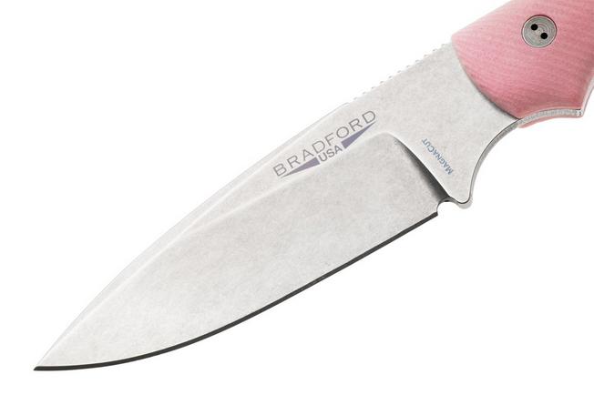 Afbeelding voor Bradford Knives Guardian 3.2 MagnaCut False Edge, Stonewashed Finish, Pink G10, vaststaand mes