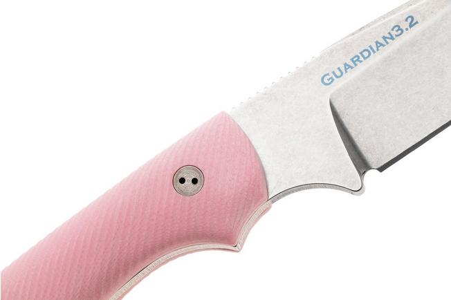Afbeelding voor Bradford Knives Guardian 3.2 MagnaCut False Edge, Stonewashed Finish, Pink G10, vaststaand mes