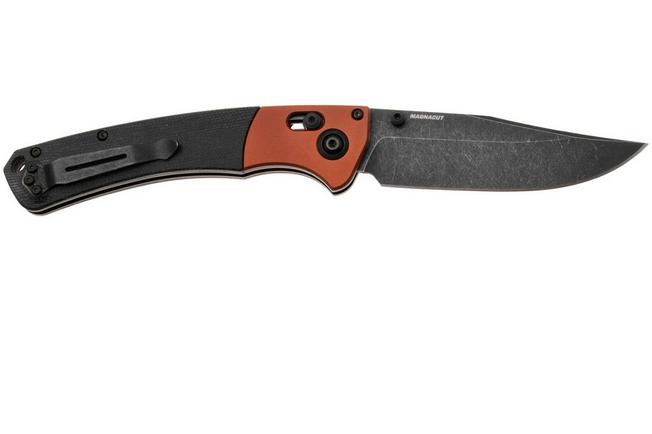 Afbeelding voor Benchmade Crooked River 15080BK-04 Blackwashed Magnacut, Burnt Copper Aluminum Black Micarta, zakmes