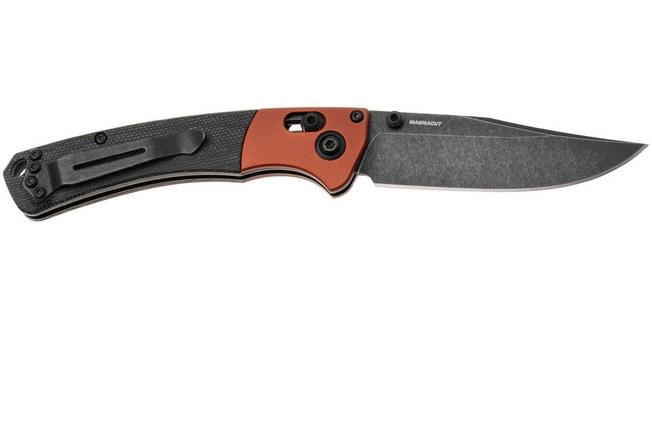 Afbeelding voor Benchmade Mini Crooked River 15085BK-04 Blackwashed Magnacut, Burnt Copper Aluminum Black Micarta, zakmes