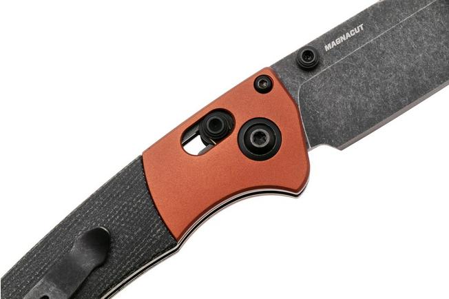 Afbeelding voor Benchmade Mini Crooked River 15085BK-04 Blackwashed Magnacut, Burnt Copper Aluminum Black Micarta, zakmes