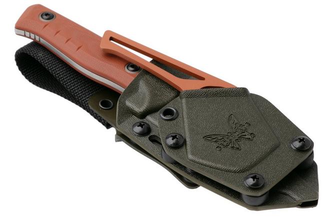 Afbeelding voor Benchmade SlipRidge Fixed 15650-01-KIT, Stonewashed CPM MagnaCut, Rust Orange G10, jachtmes met ontweihaak