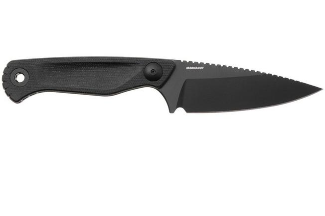 Afbeelding voor Benchmade Dacian 203BK-02 Black Cerakote CPM MagnaCut, Black Canvas Micarta vaststaand mes, lederen en kydex schede