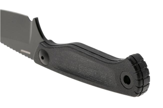 Afbeelding voor Benchmade Dacian 203BK-02 Black Cerakote CPM MagnaCut, Black Canvas Micarta vaststaand mes, lederen en kydex schede