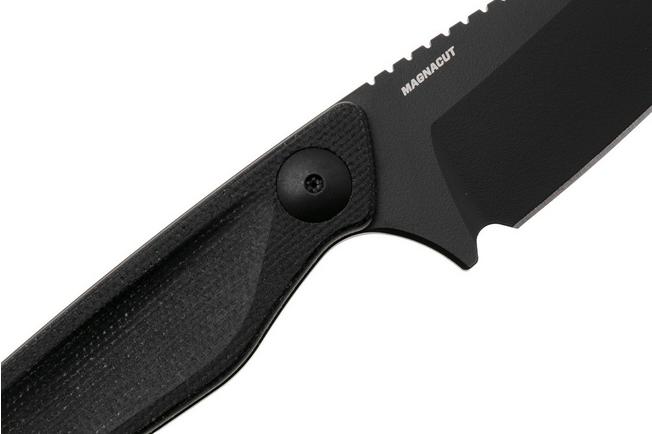 Afbeelding voor Benchmade Dacian 203BK-02 Black Cerakote CPM MagnaCut, Black Canvas Micarta vaststaand mes, lederen en kydex schede