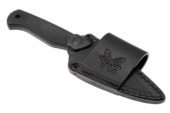 Afbeelding voor Benchmade Dacian 203BK-02 Black Cerakote CPM MagnaCut, Black Canvas Micarta vaststaand mes, lederen en kydex schede