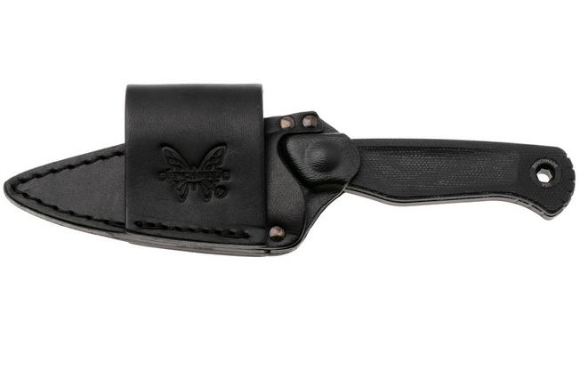 Afbeelding voor Benchmade Dacian 203BK-02 Black Cerakote CPM MagnaCut, Black Canvas Micarta vaststaand mes, lederen en kydex schede
