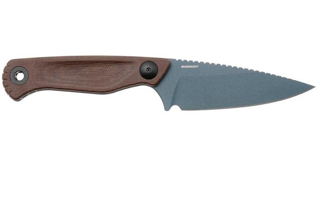 Afbeelding voor Benchmade Dacian 203BT-03 Blue Cerakote CPM MagnaCut, Brown Canvas Micarta vaststaand mes, lederen en kydex schede