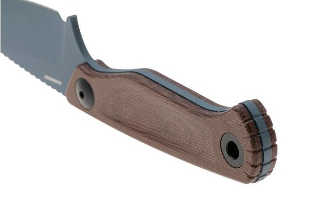 Afbeelding voor Benchmade Dacian 203BT-03 Blue Cerakote CPM MagnaCut, Brown Canvas Micarta vaststaand mes, lederen en kydex schede