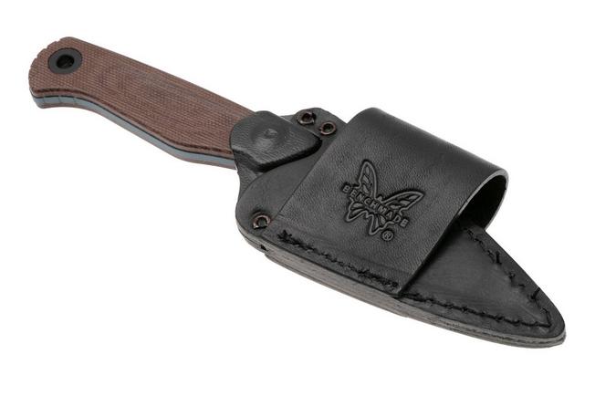Afbeelding voor Benchmade Dacian 203BT-03 Blue Cerakote CPM MagnaCut, Brown Canvas Micarta vaststaand mes, lederen en kydex schede