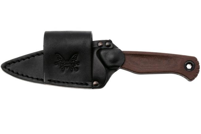 Afbeelding voor Benchmade Dacian 203BT-03 Blue Cerakote CPM MagnaCut, Brown Canvas Micarta vaststaand mes, lederen en kydex schede