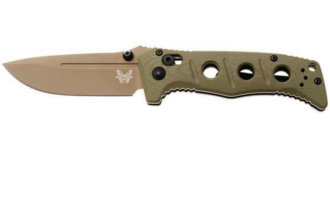 Afbeelding voor Benchmade Mini Adamas 273FE-05, Flat Earth Cerakote CPM MagnaCut, OD Green G10 zakmes, Shane Sibert design