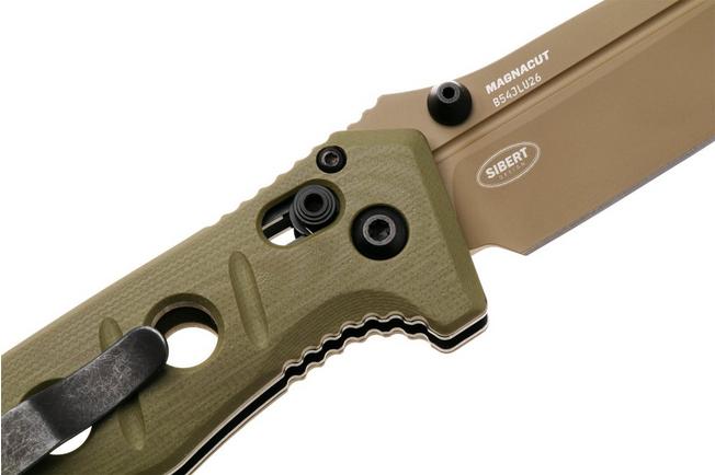 Afbeelding voor Benchmade Mini Adamas 273FE-05, Flat Earth Cerakote CPM MagnaCut, OD Green G10 zakmes, Shane Sibert design