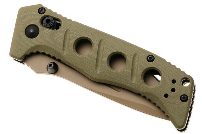 Afbeelding voor Benchmade Mini Adamas 273FE-05, Flat Earth Cerakote CPM MagnaCut, OD Green G10 zakmes, Shane Sibert design