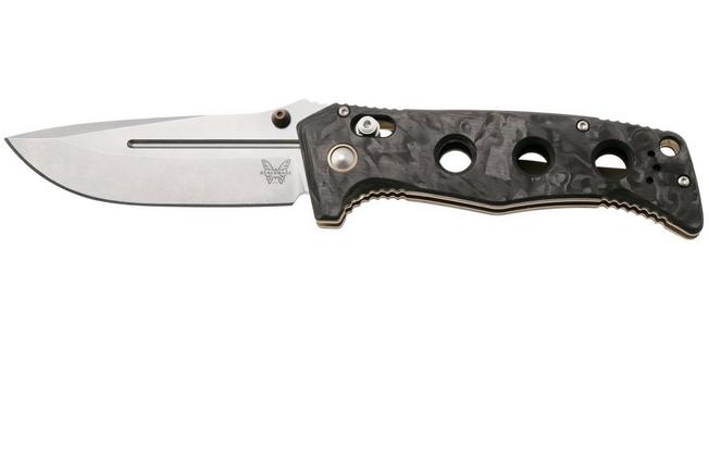 Afbeelding voor Benchmade Adamas 275-05, Stonewashed CPM MagnaCut, Marbled Carbon Fiber zakmes, Shane Sibert design