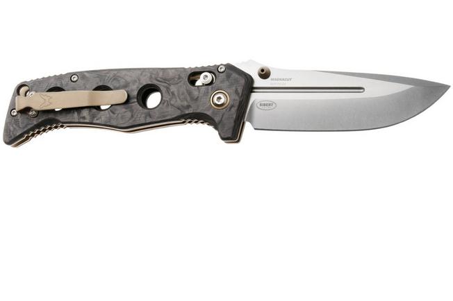 Afbeelding voor Benchmade Adamas 275-05, Stonewashed CPM MagnaCut, Marbled Carbon Fiber zakmes, Shane Sibert design