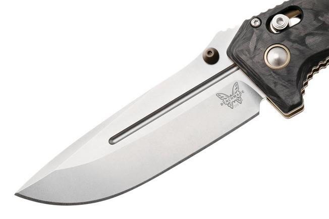 Afbeelding voor Benchmade Adamas 275-05, Stonewashed CPM MagnaCut, Marbled Carbon Fiber zakmes, Shane Sibert design
