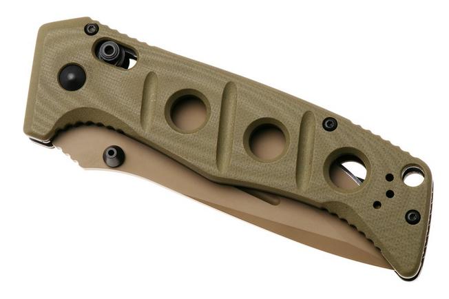 Afbeelding voor Benchmade Adamas 275FE-04, Flat Earth Cerakote CPM MagnaCut, OD Green G10 zakmes, Shane Sibert design