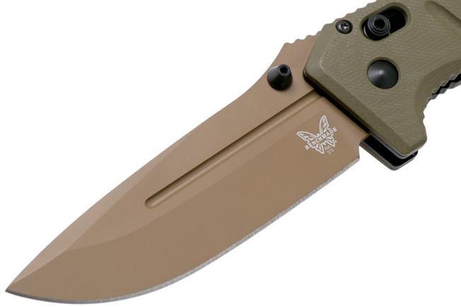 Benchmade Auto Adamas 3.8 AXIS Folding Knife, Tungsten Gray/Desert Tan G10