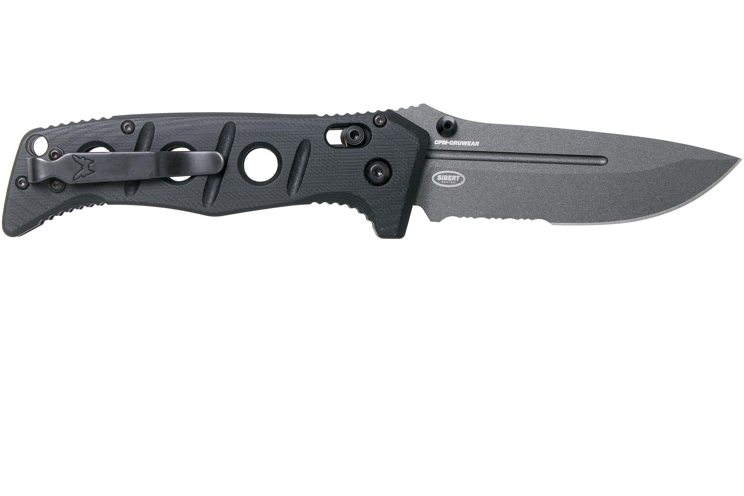 Benchmade 275SGY-1 Sibert Adamas Black G10, Tungsten Grey Serrated ...