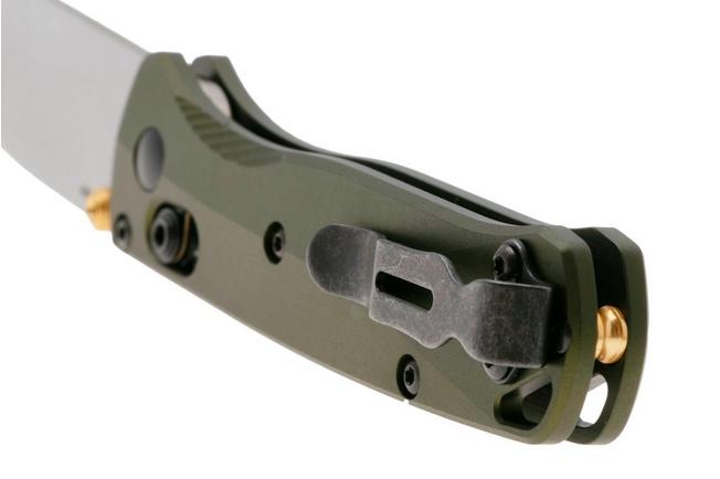Obraz dla Nóż składany Benchmade Mini Bugout 533SL-10 Crushed Silver Cerakote CPM S90V, Woodland Green Aluminum