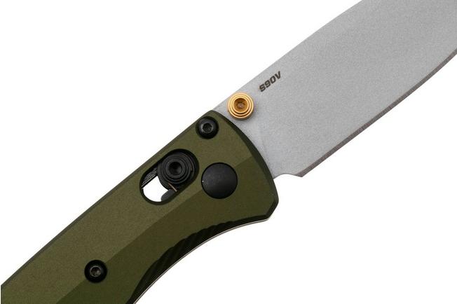 Obraz dla Nóż składany Benchmade Mini Bugout 533SL-10 Crushed Silver Cerakote CPM S90V, Woodland Green Aluminum
