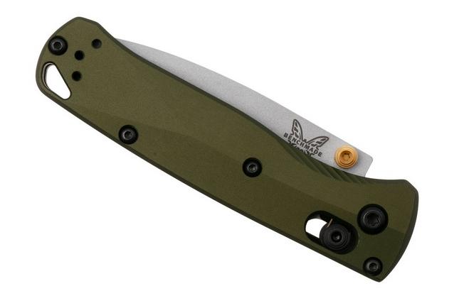 Obraz dla Nóż składany Benchmade Mini Bugout 533SL-10 Crushed Silver Cerakote CPM S90V, Woodland Green Aluminum