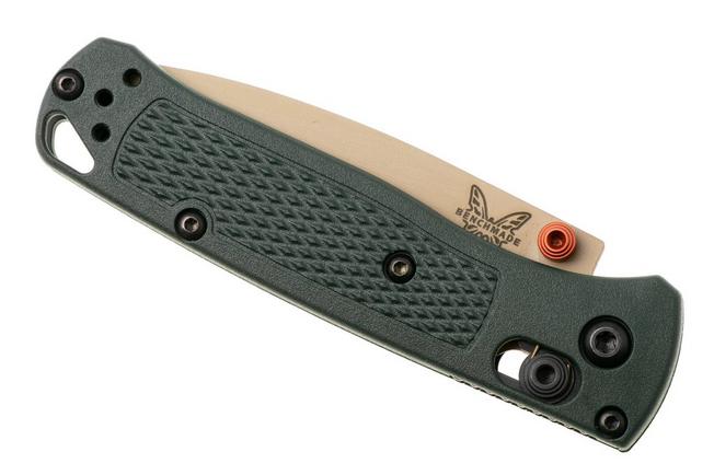 Afbeelding voor Benchmade Mini Bugout 533TN-2601, McMillan Tan Cerakote Elmax, Taiga Green Grivory zakmes