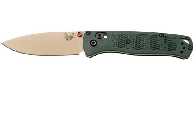 Afbeelding voor Benchmade Bugout 535TN-2601, McMillan Tan Cerakote Elmax, Taiga Green Grivory zakmes