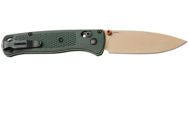 Afbeelding voor Benchmade Bugout 535TN-2601, McMillan Tan Cerakote Elmax, Taiga Green Grivory zakmes