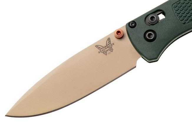 Afbeelding voor Benchmade Bugout 535TN-2601, McMillan Tan Cerakote Elmax, Taiga Green Grivory zakmes
