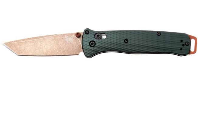 Afbeelding voor Benchmade Bailout 537FE-2601, Flat Dark Earth Battlewashed PVD CPM S90V, Taiga Green Aluminum zakmes